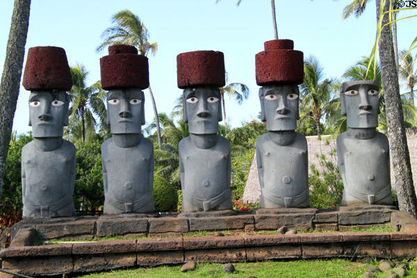 Rapa Nui (Easter Island) altar or ahu half-size replica at Polynesian Cultural Center. Laie, HI.