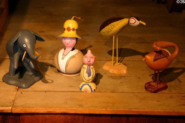 Figures made of gourds by Bill Kupka at High Amana gallery. High Amana, IA.