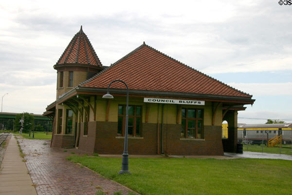 Railwest Museum (former Chicago, Rock Island & Pacific Railroad Depot) (1512 S. Main St.). Council Bluffs, IA. Style: Romanesque. Architect: John Volk. On National Register.