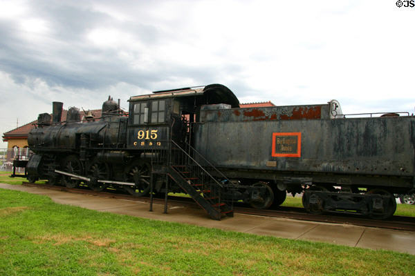 Chicago, Burlington & Quincy (CB&Q) steam locomotive 915 for Burlington Route at Railwest Museum. Council Bluffs, IA.