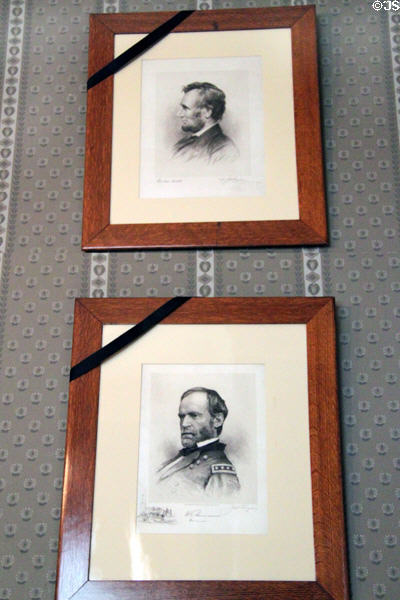 Portraits of Abraham Lincoln & General William Sherman at Dodge House. Council Bluffs, IA.