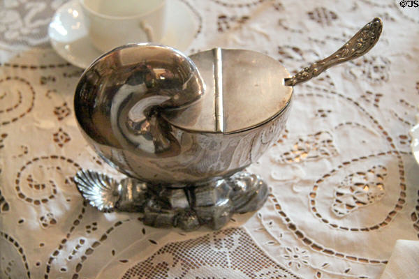 Silver spoon warmer at Dodge House. Council Bluffs, IA.