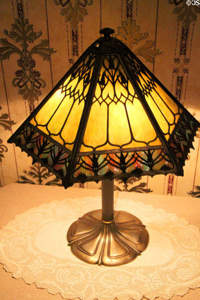 Hexagonal glass lamp at Dodge House. Council Bluffs, IA.