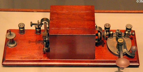 Early telegraph key at Union Pacific Railroad Museum. Council Bluffs, IA.