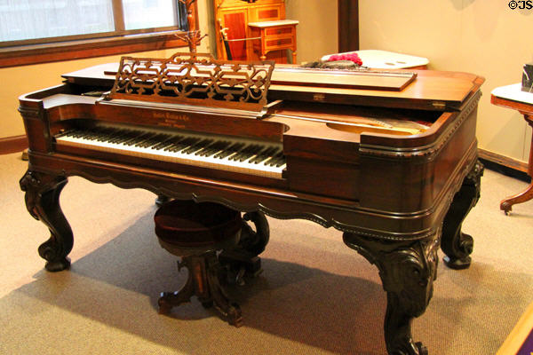 Square Grand piano by Hallet, Davis & Co. of Boston at Union Pacific Railroad Museum. Council Bluffs, IA.