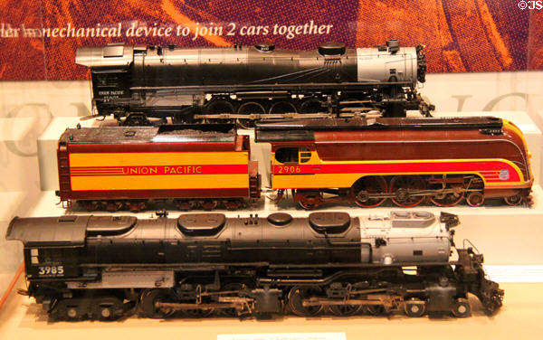 Model Union Pacific locomotives at Union Pacific Railroad Museum. Council Bluffs, IA.