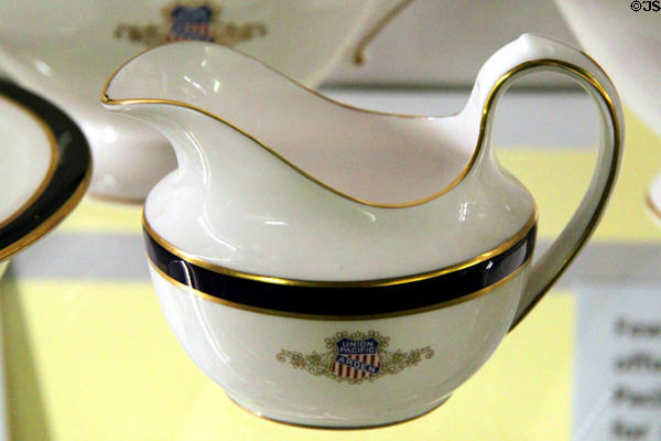 UP Arden pattern Spode China coffee creamer at Union Pacific Railroad Museum. Council Bluffs, IA.
