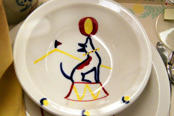 UP Circus pattern bowl with seal for children at Union Pacific Railroad Museum. Council Bluffs, IA.