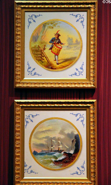 Painted tile scenes from Abraham Lincoln's rail car at Union Pacific Railroad Museum. Council Bluffs, IA.