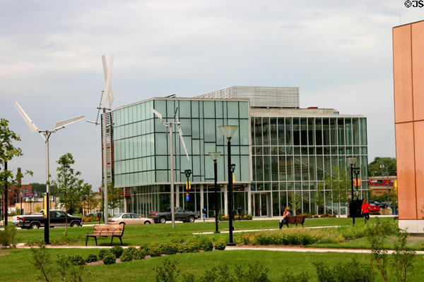 Modern building opposite Des Moines Public Library. Des Moines, IA.