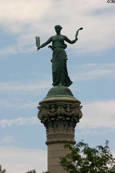 Female figure atop Civil War Monument at Iowa State Capitol. Des Moines, IA.
