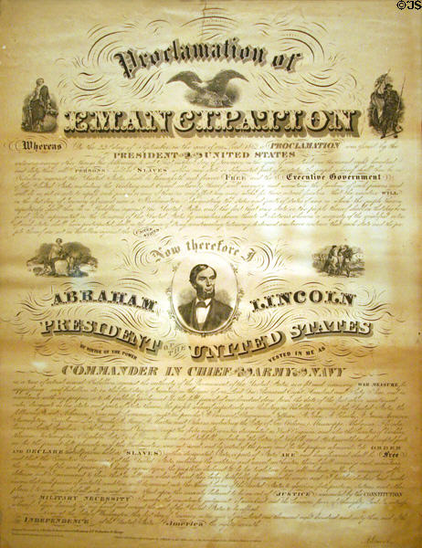 Copy of Emancipation Proclamation (1862) at Historical Museum of Iowa. Des Moines, IA.