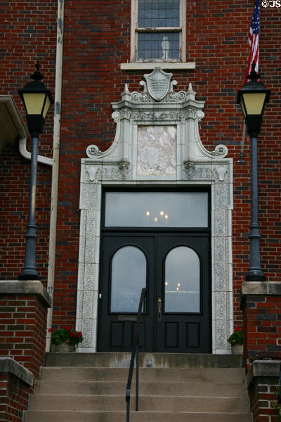 Entrance to Hoyt Sherman mansion (1877) built by the youngest brother of Civil War General William Tecumseh Sherman. Des Moines, IA. On National Register.