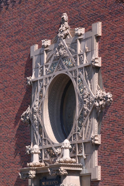 Sullivan's exterior surround for rose window of Merchants' National Bank. Grinnell, IA.