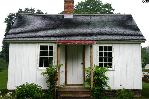 Herbert Hoover birthplace cottage (Aug. 10, 1874) was built 1871 by Jesse Hoover & his father Eli now on site run by National Parks Service. West Branch, IA.