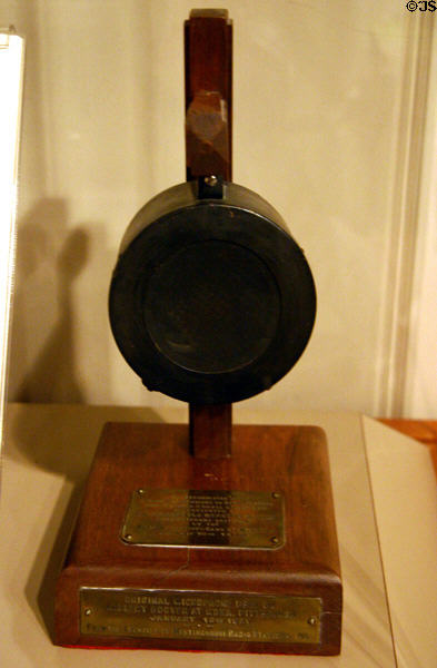 Radio microphone used by Secretary of Commerce Herbert Hoover for first licensed radio station on January 15, 1921 in Pittsburgh now at Hoover Museum. West Branch, IA.