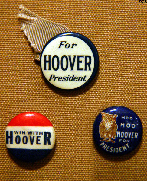 Hoover for President pins (1928) at Hoover Museum. West Branch, IA.