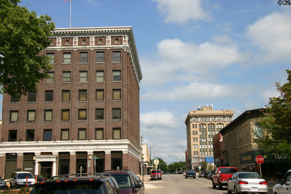 Downtown Mason City with City Center & Modern Brotherhood of America (1917) (by Bell & Bentley) Buildings. Mason City, IA.