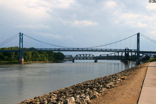 River View Park with Mississippi River bridges. Clinton, IA.