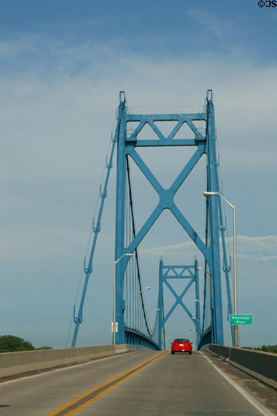 Suspension structure of US 30 (Clinton Rd) bridge over Mississippi River. Clinton, IA.