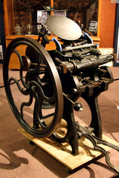 Eclipse clamshell jobber printing press (1887) by J.F.W. Dorman of Baltimore, MD, at Museum of Idaho. Idaho Falls, ID.