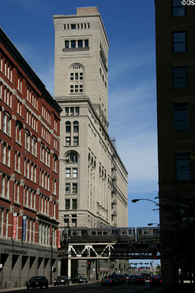 Louis Sullivan's Auditorium Building with tower over entrance. Chicago, IL.