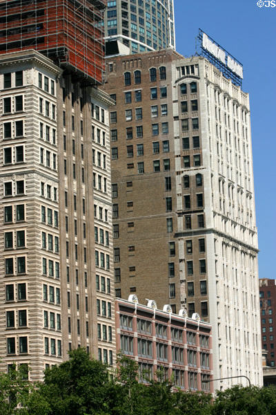 6 North Michigan Avenue (The Tower Building) (1898) (22 floors) by Schmidt, Garden & Martin; Smith, Gaylord & Cross Building (1882); & 30 North Michigan Av. (1914) (21 floors) by Jarvis Hunt. Chicago, IL.