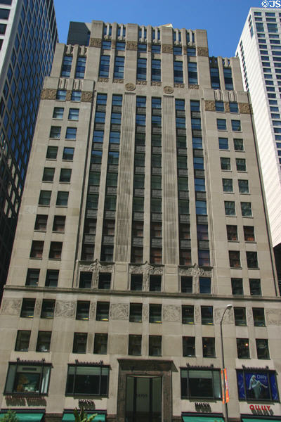 Hotel built with art deco facade of demolished McGraw-Hill Building (1929) by Thielbar & Fugard (520 North Michigan Ave.). Chicago, IL.