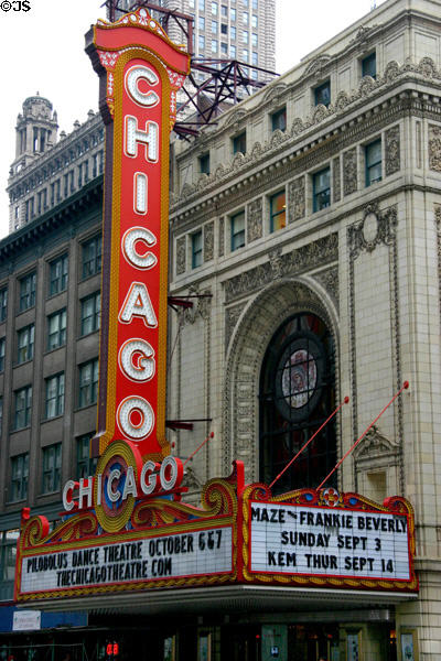 Chicago Theater (1921) (175 North State St.). Chicago, IL. Style: Beaux-Arts. Architect: C.W. Rapp & Geo. L. Rapp.