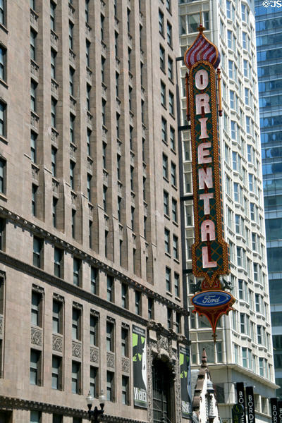 Oriental Theater with sign. Chicago, IL.