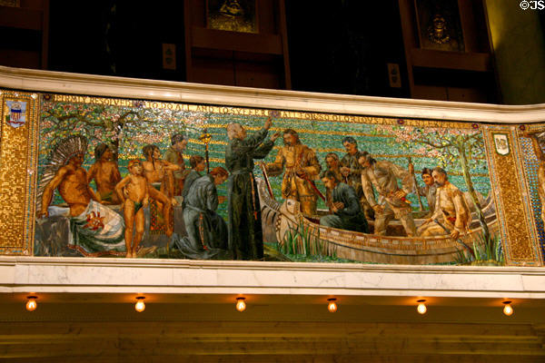 Mosaic of Marquette "Firmly resolved to do all & to suffer all for so glorious an enterprise" in Marquette Building. Chicago, IL.