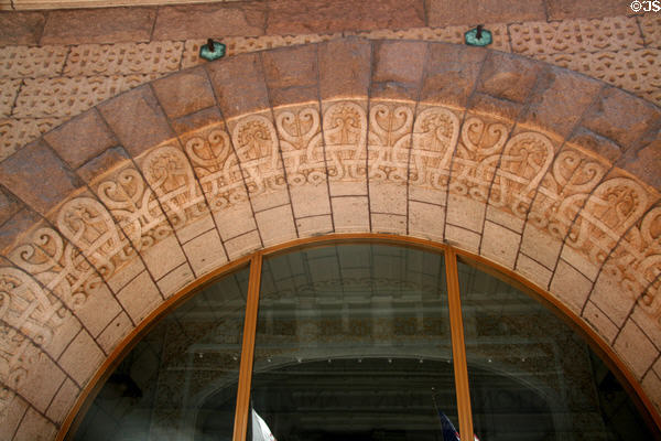 Carved stone design details of Rookery Building. Chicago, IL.
