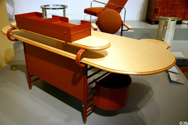 Steel & Formica desk for Johnson Wax Co. of Racine, WI (1936-9) by Frank Lloyd Wright & made by Steelcase, Inc., at Art Institute of Chicago. Chicago, IL.