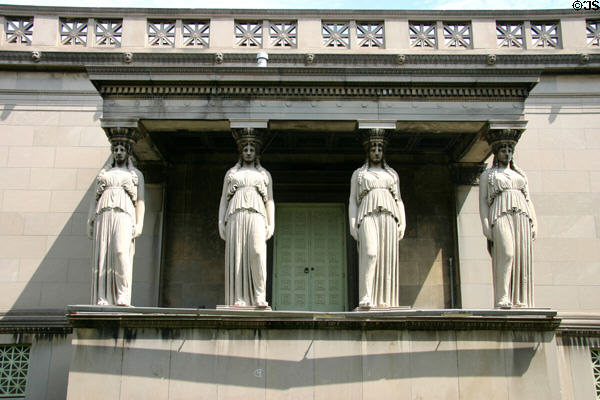 Caryatids on south side of Museum of Science & Industry. Chicago, IL.