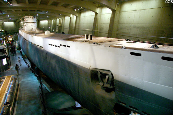 German submarine U-505 captured by USS Chatelain on June 4, 1944, at Museum of Science & Industry. Chicago, IL. On National Register.