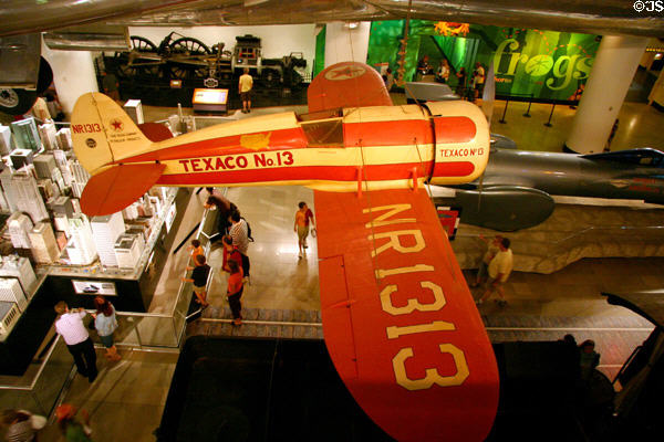 Travel Air Mystery Ship NR1313 (Texaco No.13) which set numerous city-to-city speed records in the 1930s at Museum of Science & Industry. Chicago, IL.