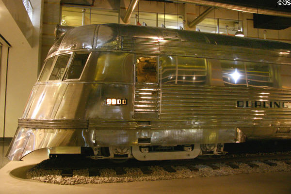 Streamlined shovelnose shape of Zephyr at Museum of Science & Industry. Chicago, IL.