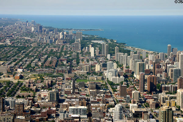 Northern Chicago skyline from Sears Tower. Chicago, IL.