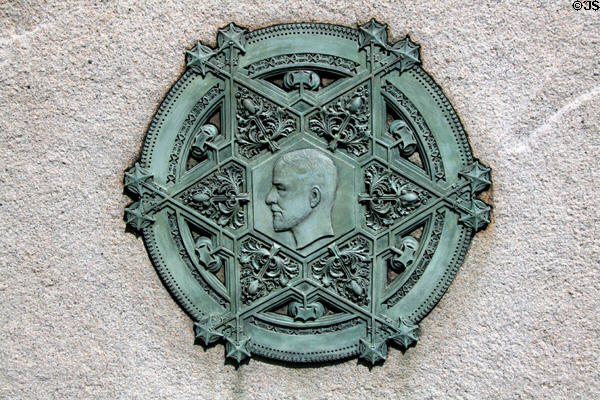 Detail of monument to architect Louis H. Sullivan. Chicago, IL.