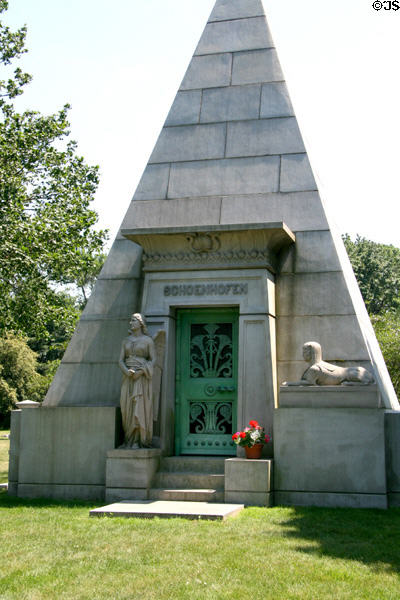 Monument (1891) to Peter Schoenhofen (1827-1893) brewer in Graceland Cemetery. Chicago, IL. Architect: Richard Schmidt.