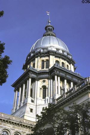 Illinois State Capitol (1868-88). Springfield, IL. Style: Second Empire. Architect: John C. Cochrane & Alfred H. Piquenard then W.W. Boyington. On National Register.