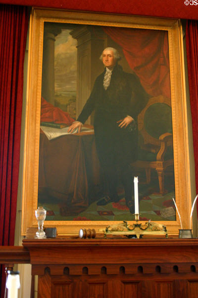 Portrait of George Washington in House chamber of Old State Capitol museum. Springfield, IL.