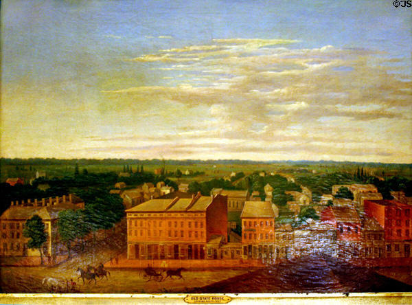 Painting of view from Old State House looking south over Springfield (c1857). Springfield, IL.