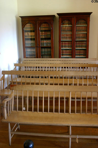 Visitor benches in Supreme court in Old State Capitol. Springfield, IL.