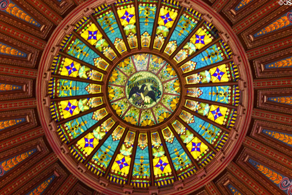 Stained glass skylight of Illinois State Capitol dome. Springfield, IL.
