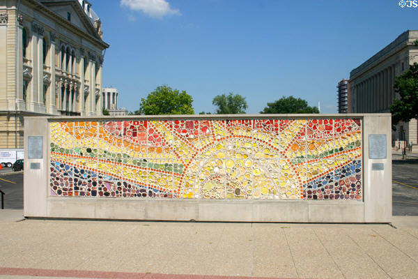 Illinois Very Special Mosaic Mural (1985) created by several community schools at State Capitol. Springfield, IL.