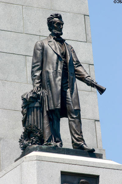 Statue of Abraham Lincoln holding Emancipation Proclamation (1874) by Larkin G. Mead at Lincoln's Tomb. Springfield, IL.
