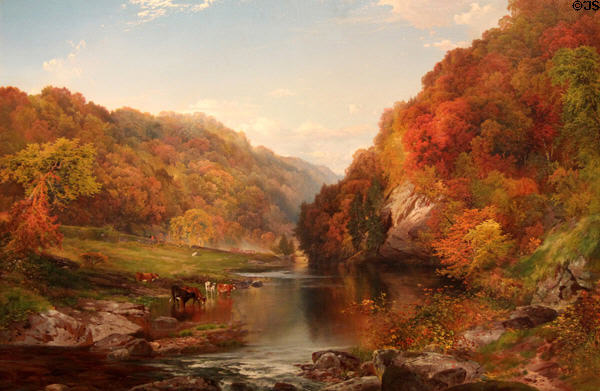 Autumn Afternoon, the Wissahickon painting (1864) by Thomas Moran at Art Institute of Chicago. Chicago, IL.
