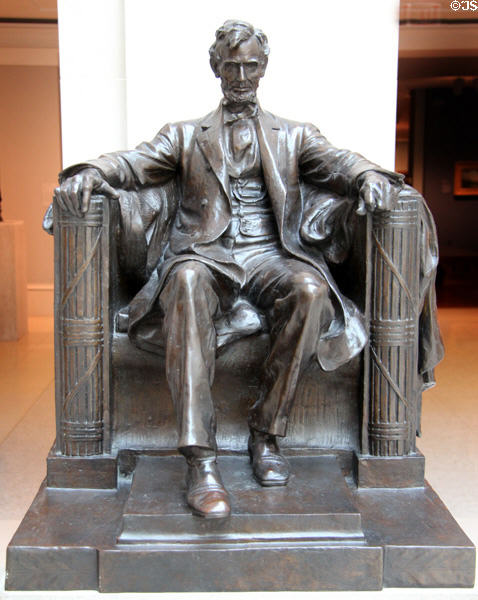 Abraham Lincoln bronze seated sculpture (1916) by Daniel Chester French at Art Institute of Chicago. Chicago, IL.
