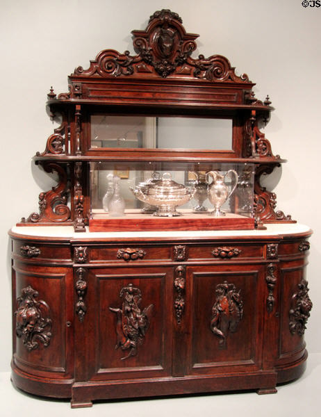 Sideboard with carved game designs (1850-7) by Alexander Roux of New York City at Art Institute of Chicago. Chicago, IL.